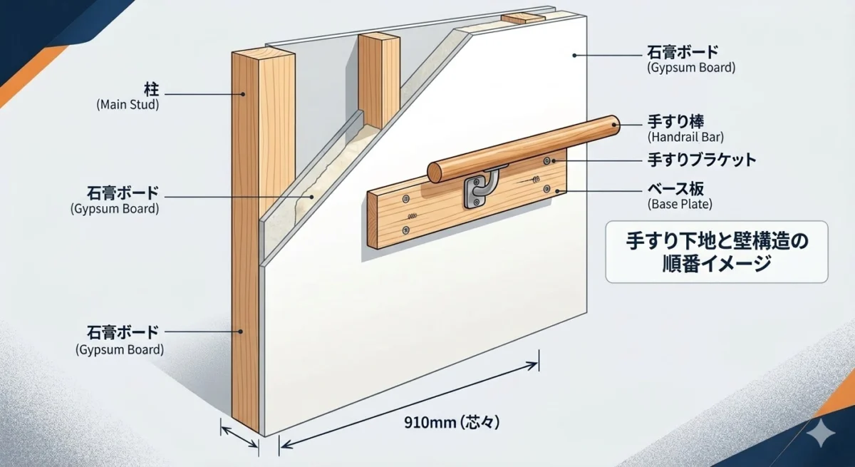 手すり取付のイメージ図解