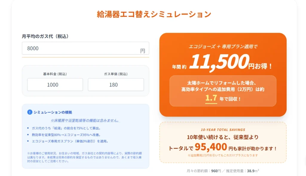 給湯器エコ替えシミュレーター